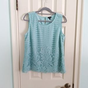 Talbots Sleeveless Crocheted Lace Blouse